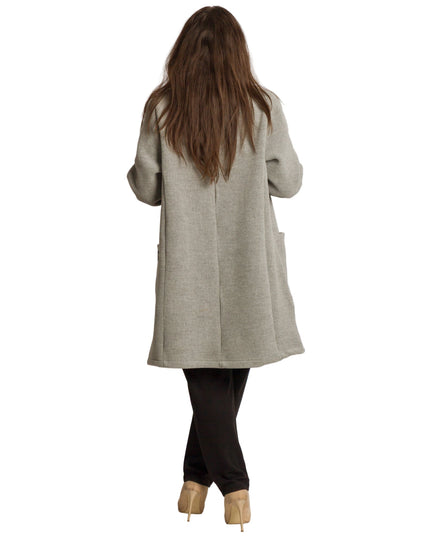 Ελαφρύ γκρι παλτό σε μεγάλα μεγέθη με εβαζέ γραμμή