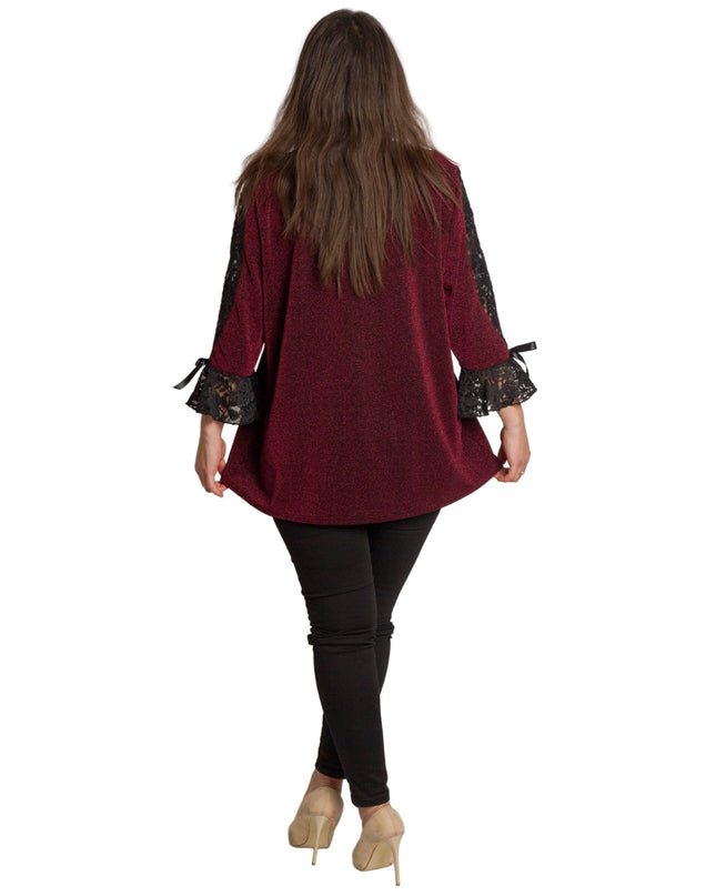 Επίσημη μπορντό τουνίκ με δαντελένια λεπτομέρεια