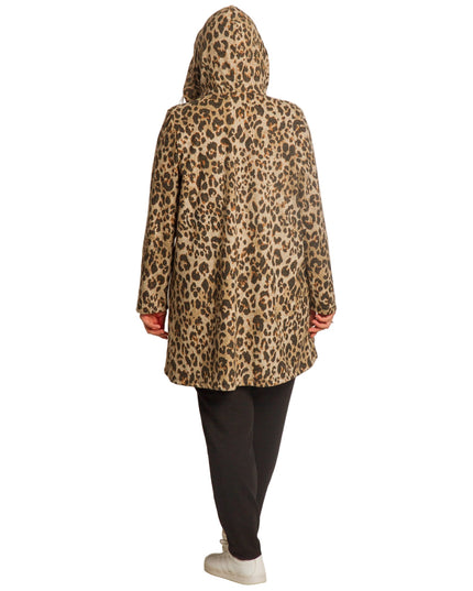 Γυναικεία ζακέτα σε μεγάλα μεγέθη με λεοπάρ λεπτομέρειες