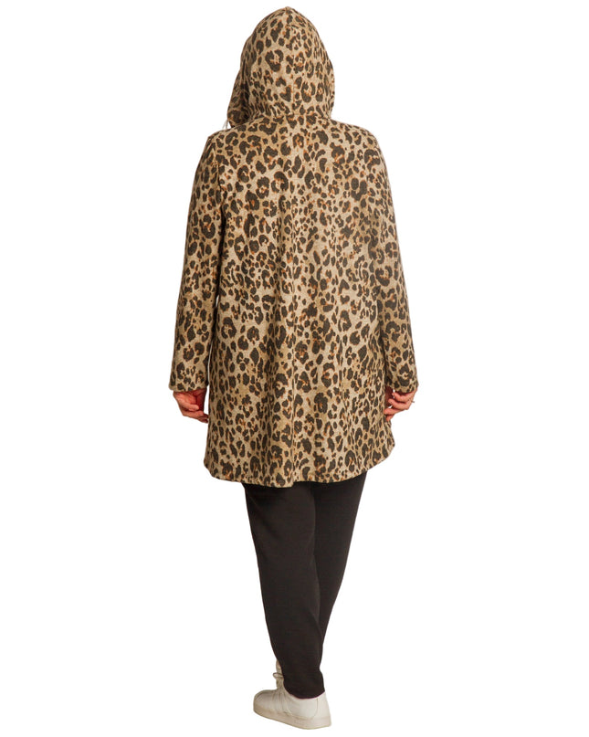 Γυναικεία ζακέτα σε μεγάλα μεγέθη με λεοπάρ λεπτομέρειες