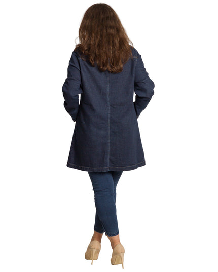 Γυναικείο τζιν μπουφάν σε μεγάλα μεγέθη με τσέπες