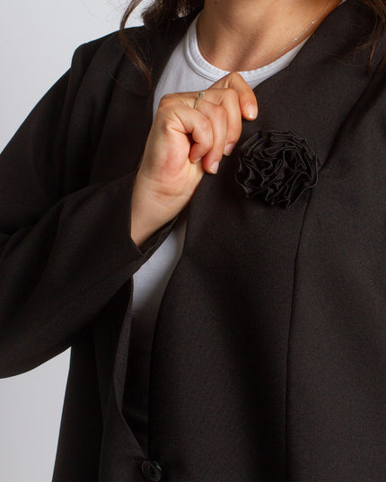 Μαύρο επίσημο σακάκι με μακρύ μανίκι σε μεγάλα μεγέθη