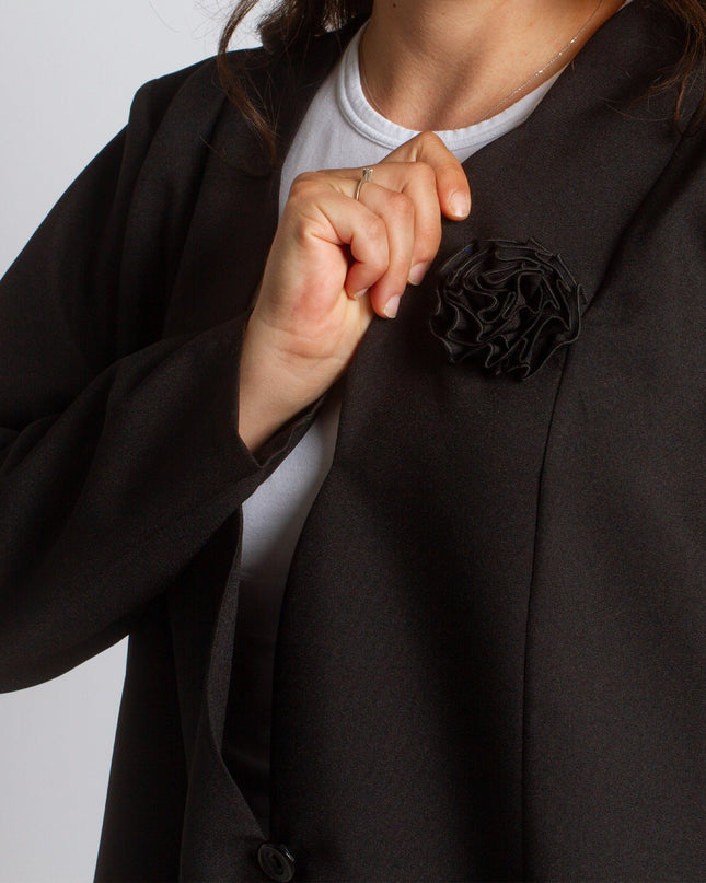 Μαύρο επίσημο σακάκι με μακρύ μανίκι σε μεγάλα μεγέθη