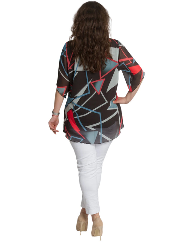 Σιφόν Τουνίκ με Γεωμετρικό Σχέδιο και Ελαφρύ Στυλ