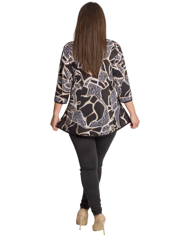 Φαρδιά τουνίκ με αφηρημένο σχέδιο και φιόγκο