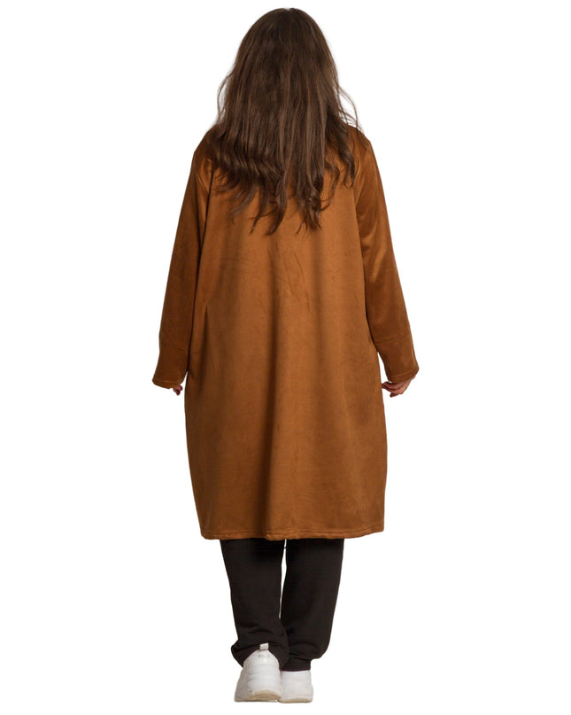 Κομψό μακρύ μπουφάν με τσέπες και άνετη γραμμή