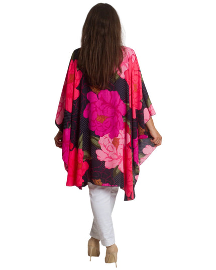 Ασύμμετρη τουνίκ από σιφόν με φόδρα και φλοράλ σχέδιο