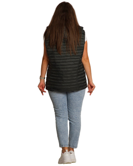 Γυναικείο πράσινο γιλέκο με ίσια γραμμή και φερμουάρ