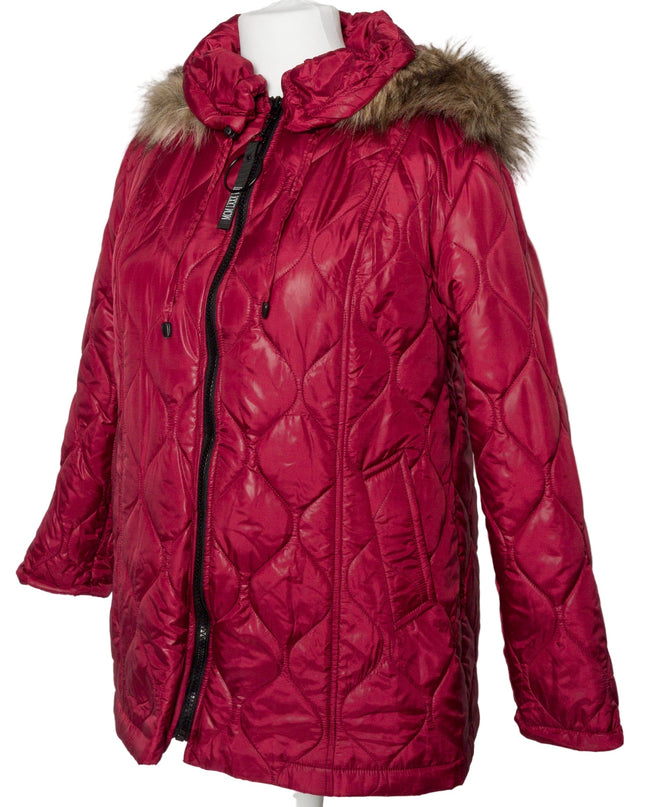 Επίσημο μπορντό μπουφάν με κουκούλα σε μεγάλα μεγέθη