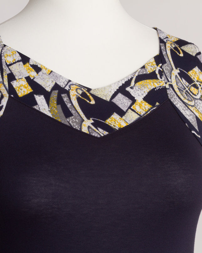 Μάξι Αμάνικο Φόρεμα σε Σκούρο Μπλε με V Ντεκολτέ