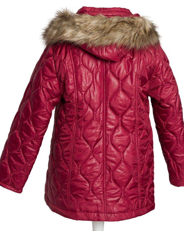 Επίσημο μπορντό μπουφάν με κουκούλα σε μεγάλα μεγέθη