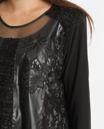 Επίσημη Μαύρη Τουνίκ με Δαντέλα και δερματίνη