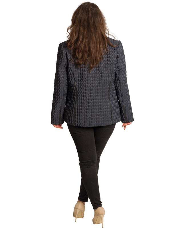 Γυναικείo μπουφάν σε μπλε με ανάγλυφη υφή