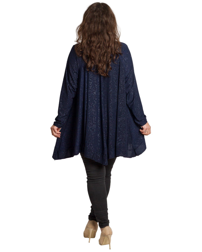 Σκούρα μπλε τουνίκ με ανάγλυφο μεγάλα μεγέθη