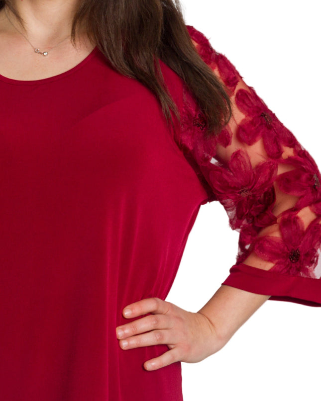 Επίσημη μπορντό τουνίκ με δαντελένα μανίκια