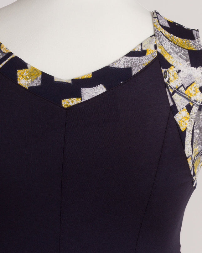 Μάξι Αμάνικο Φόρεμα σε Σκούρο Μπλε με V Ντεκολτέ