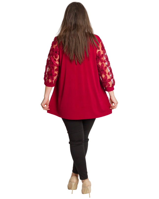 Επίσημη μπορντό τουνίκ με δαντελένα μανίκια