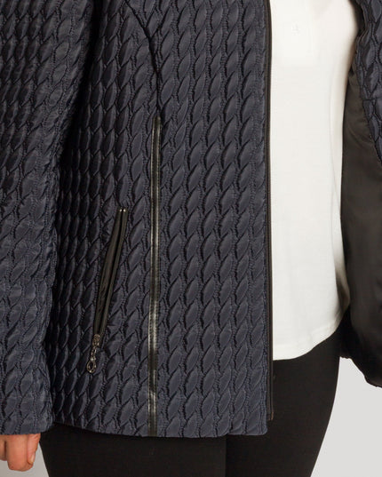 Γυναικείo μπουφάν σε μπλε με ανάγλυφη υφή