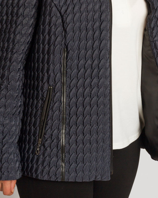 Γυναικείo μπουφάν σε μπλε με ανάγλυφη υφή