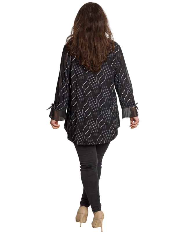 Επίσημη μαύρη τουνίκ με τούλινα μανίκια