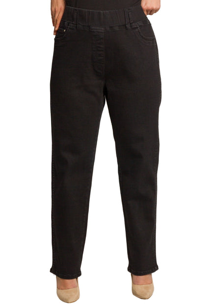 Μαύρο ελαστικό τζιν με ψηλή μέση και άνετη γραμμή