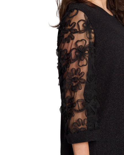 Επίσημη μαύρη τουνίκ με τούλι και λουλούδια