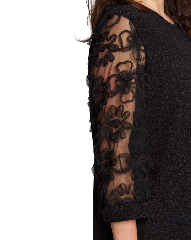 Επίσημη μαύρη τουνίκ με τούλι και λουλούδια