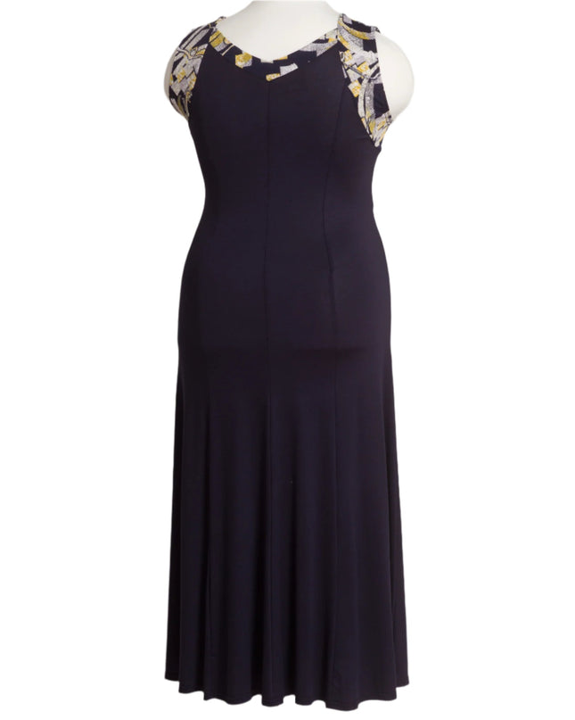 Μάξι Αμάνικο Φόρεμα σε Σκούρο Μπλε με V Ντεκολτέ