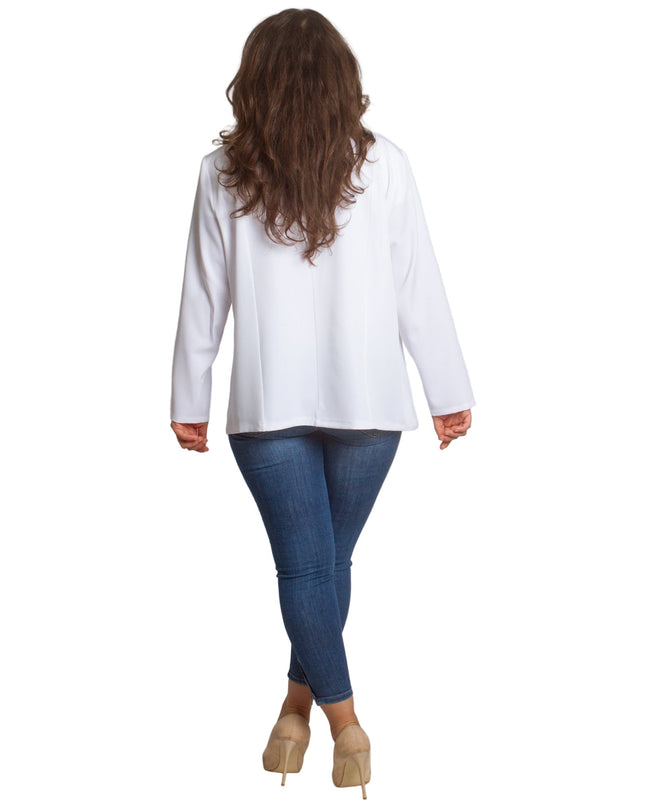 Λευκό επίσημο σακάκι με μακρύ μανίκι σε μεγάλα μεγέθη