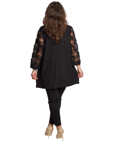 Επίσημη μαύρη τουνίκ με τούλι και λουλούδια