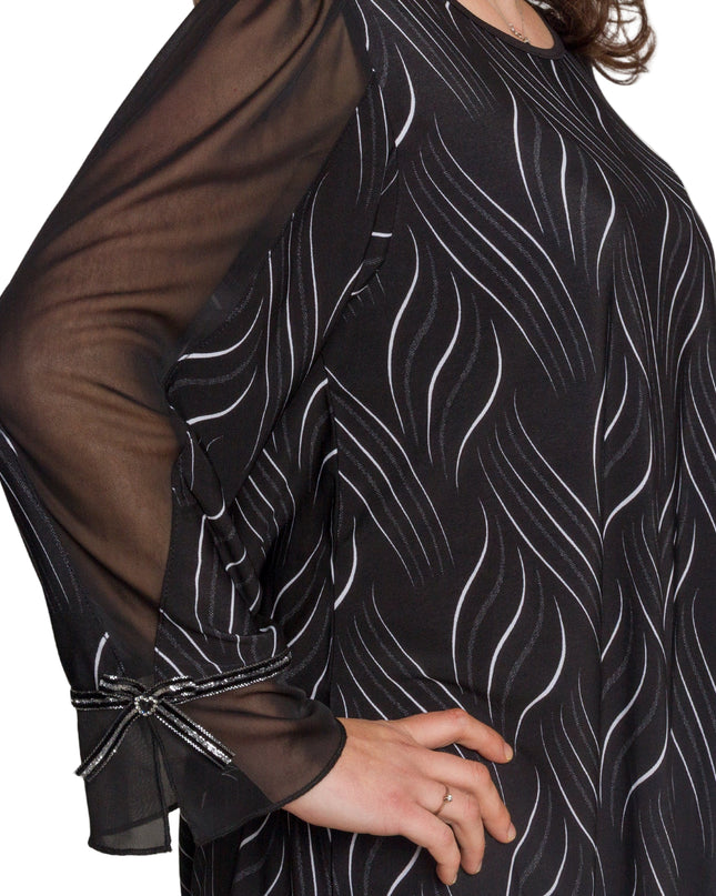 Επίσημη μαύρη τουνίκ με τούλινα μανίκια