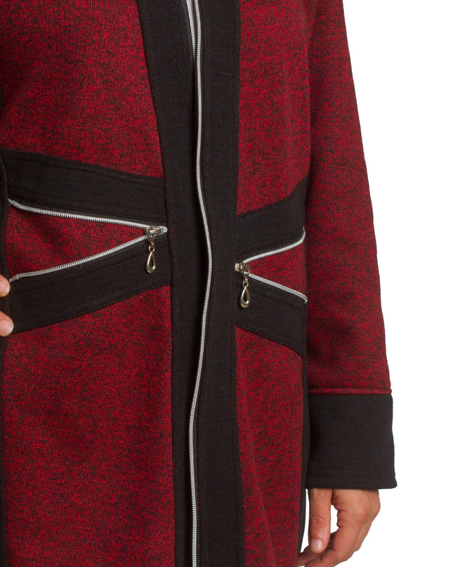 Ζακέτα μπορντό με φερμουάρ και διακοσμητικές τσέπες