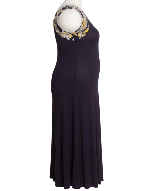 Μάξι Αμάνικο Φόρεμα σε Σκούρο Μπλε με V Ντεκολτέ