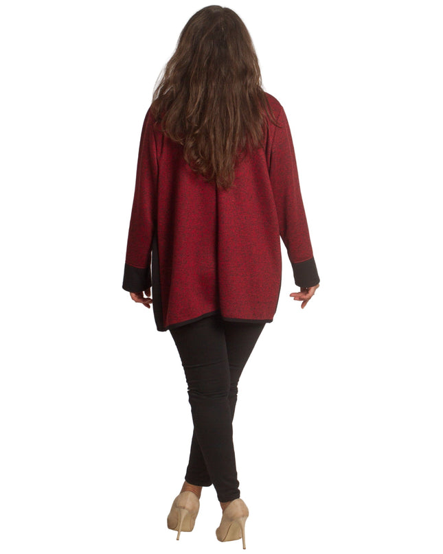 Ζακέτα μπορντό με φερμουάρ και διακοσμητικές τσέπες