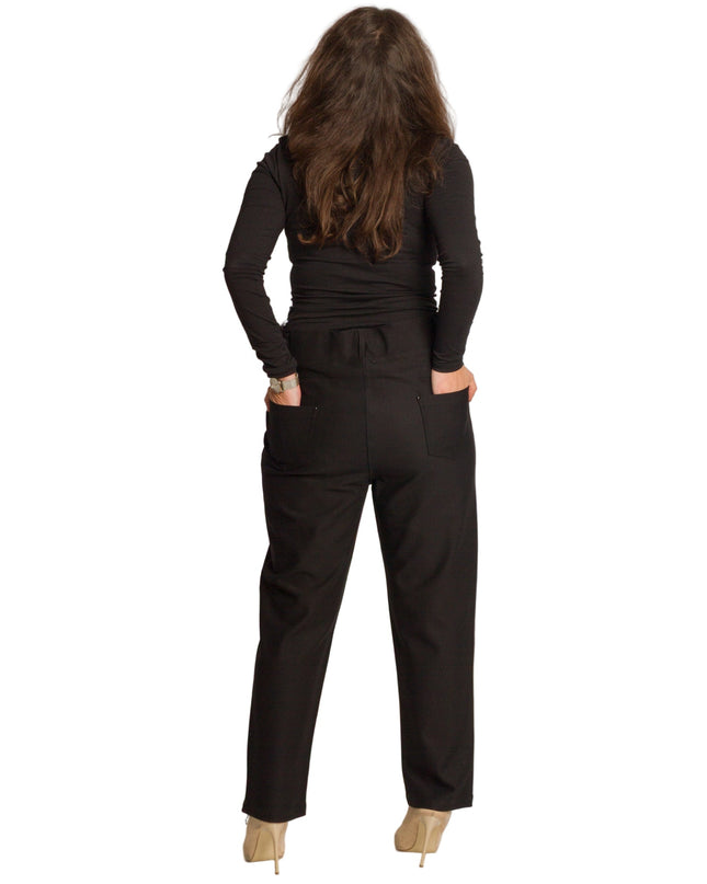 Μαύρο γυναικείο παντελόνι με ψηλή μέση σε μεγάλα μεγέθη