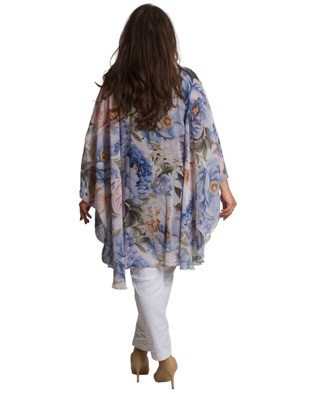 Επίσημη Σιφόν Τουνίκ με Λουλουδάτο Μοτίβο σε Μεγάλα Μεγέθη