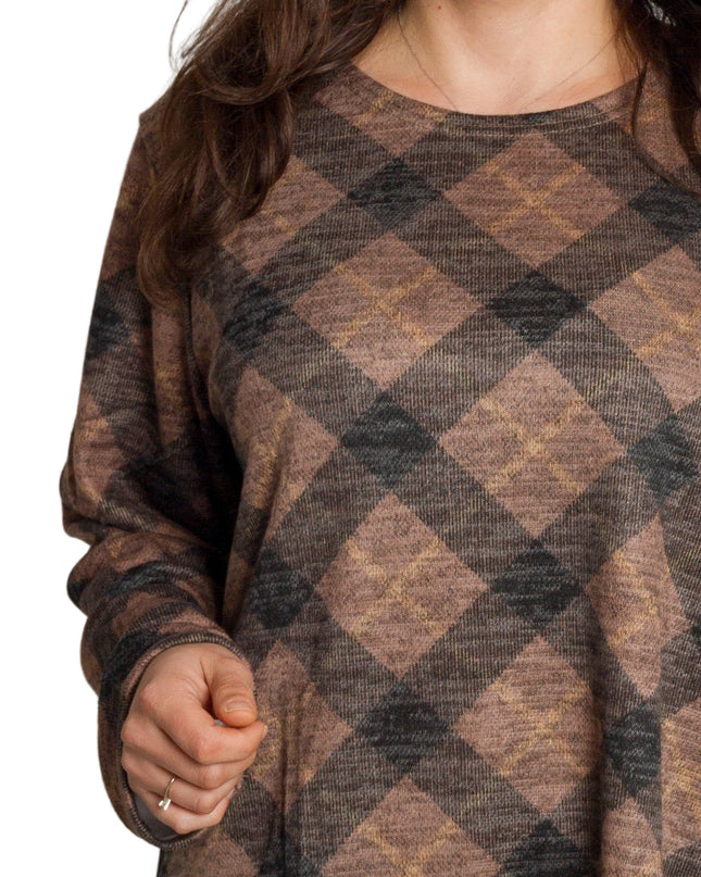 Καρό γυναικεία τουνίκ ίσιας γραμμής σε μάξι μέγεθος