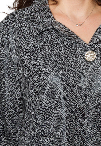 Γκρι τουνίκ με διακοσμητικό δέσιμο και snake print