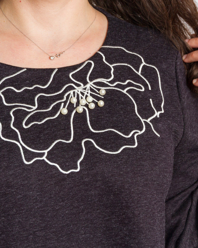 Μωβ τουνίκ με κέντημα και πέρλες