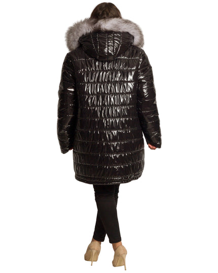 Μπουφάν Μαύρο με φυσικη γούνα-Φθινόπωρο-Χειμώνας