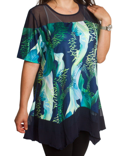 Ευκολοφόρετη Ριχτή Τουνίκ  με Τούλι - Εφαρμοστή Γραμμή - 3XL, 4XL, 5XL, 6XL - Άνοιξη-Καλοκαίρι