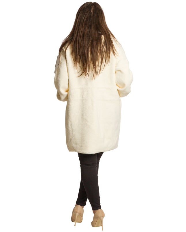 Μακρυά ζακέτα σε μεγάλα μεγέθη με κουκούλα και φερμουάρ