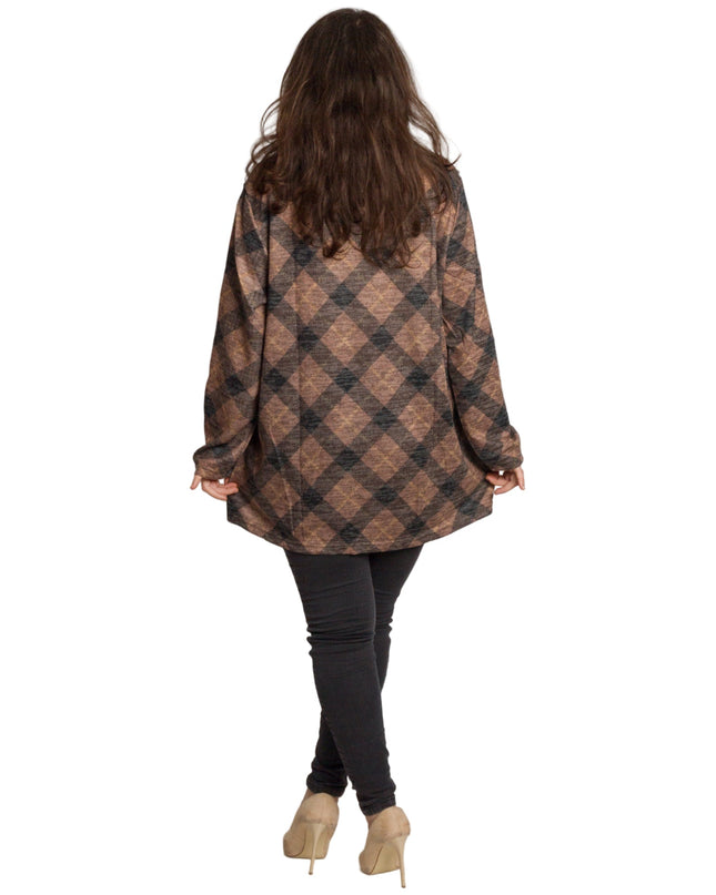 Καρό γυναικεία τουνίκ ίσιας γραμμής σε μάξι μέγεθος