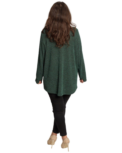 Κομψή πράσινη τουνίκ με μαύρο γιακά