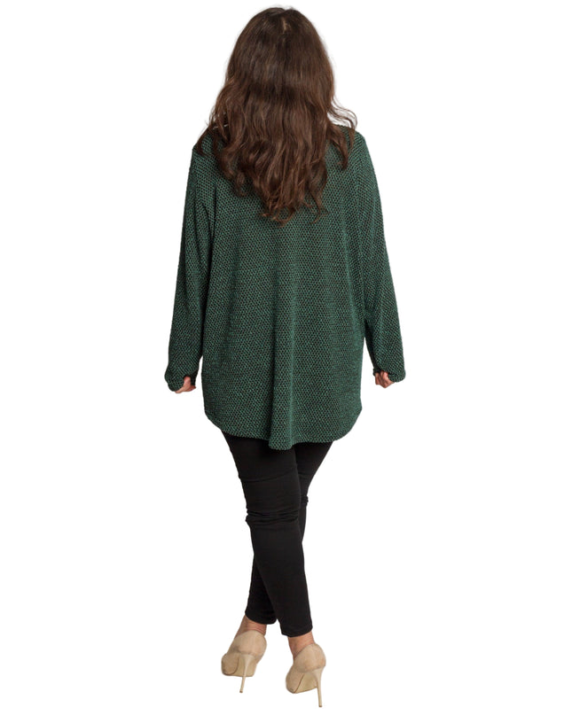 Κομψή πράσινη τουνίκ με μαύρο γιακά