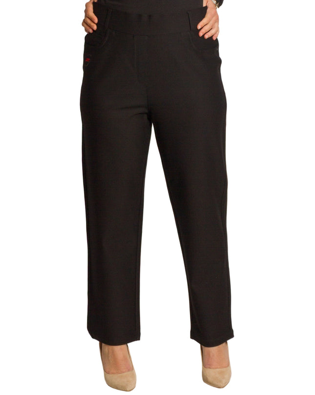 Μαύρο γυναικείο παντελόνι με ψηλή μέση σε μεγάλα μεγέθη