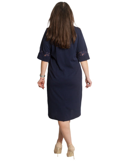 Επίσημο Φόρεμα Σε Γραμμή Α σε Σκούρο Μπλε Με Δαντέλα