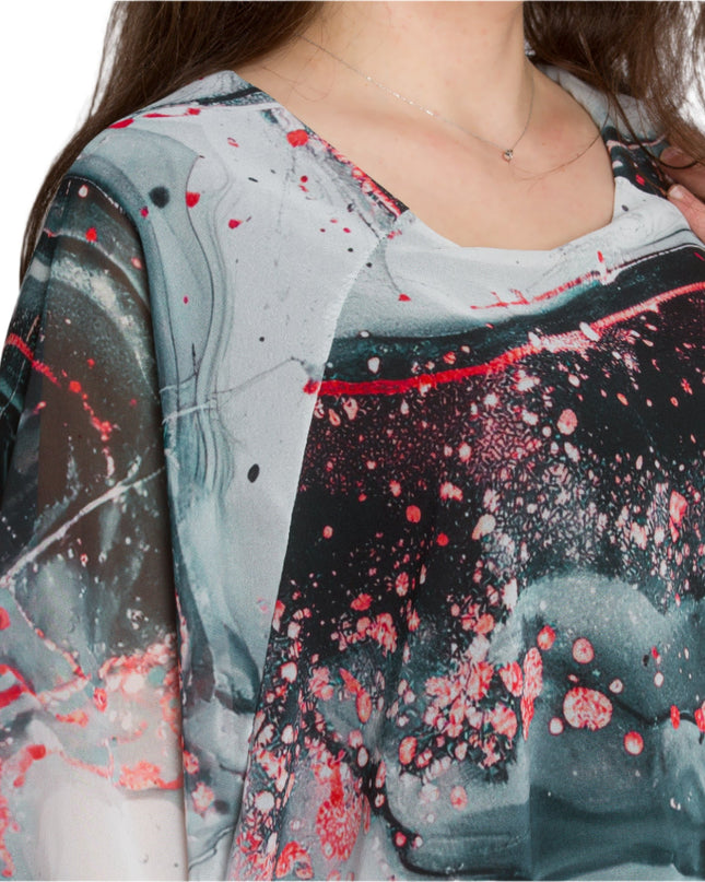 Επίσημη Σιφόν Μαξι Τουνίκ με Αφηρημένο Σχέδιο