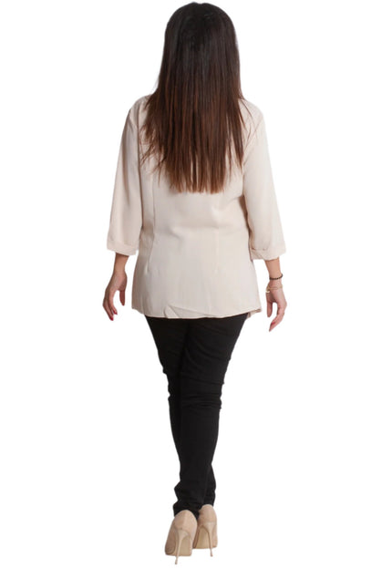 Πουκάμισο Plus Size - Μπεζ - Επίσημο - Άνοιξη-Καλοκαίρι