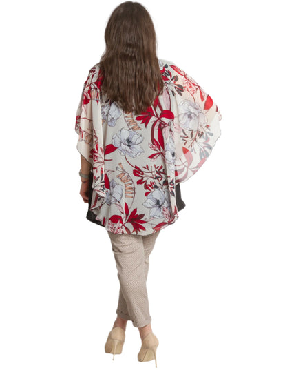 Κομψή πολύχρωμη Τουνίκ με κόκκινα λουλούδια